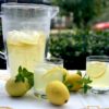 Lemonade on a table outside