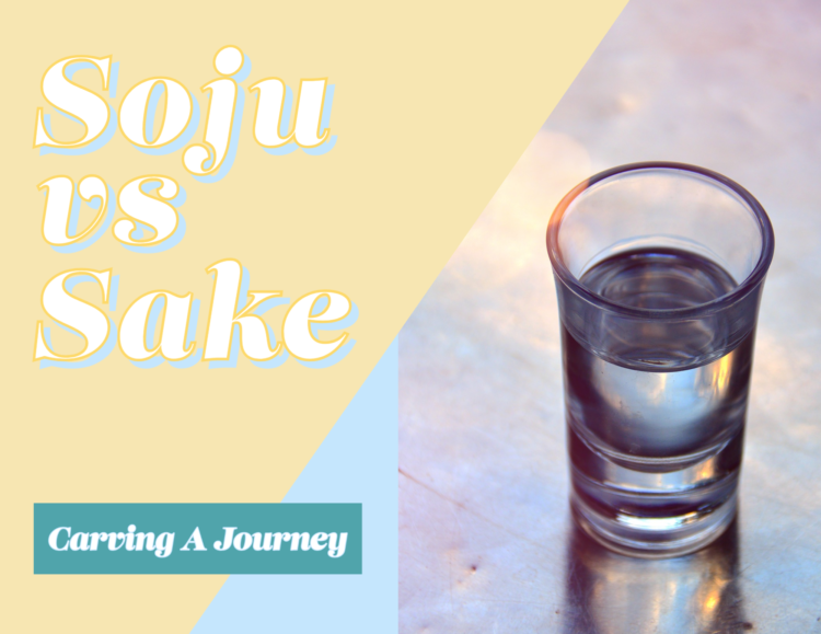 Soju vs Sake poster with a soju glass