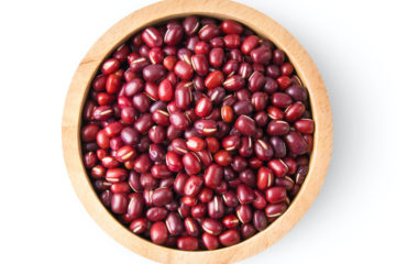 An overhead shot of Korean red beans (red adzuki beans)