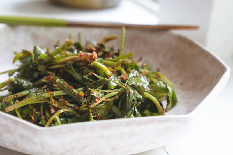 Korean watercress salad in a bowl. 